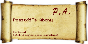 Posztós Abony névjegykártya